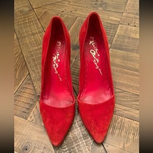Alice + Olivia Red Suede Heels- Size 8